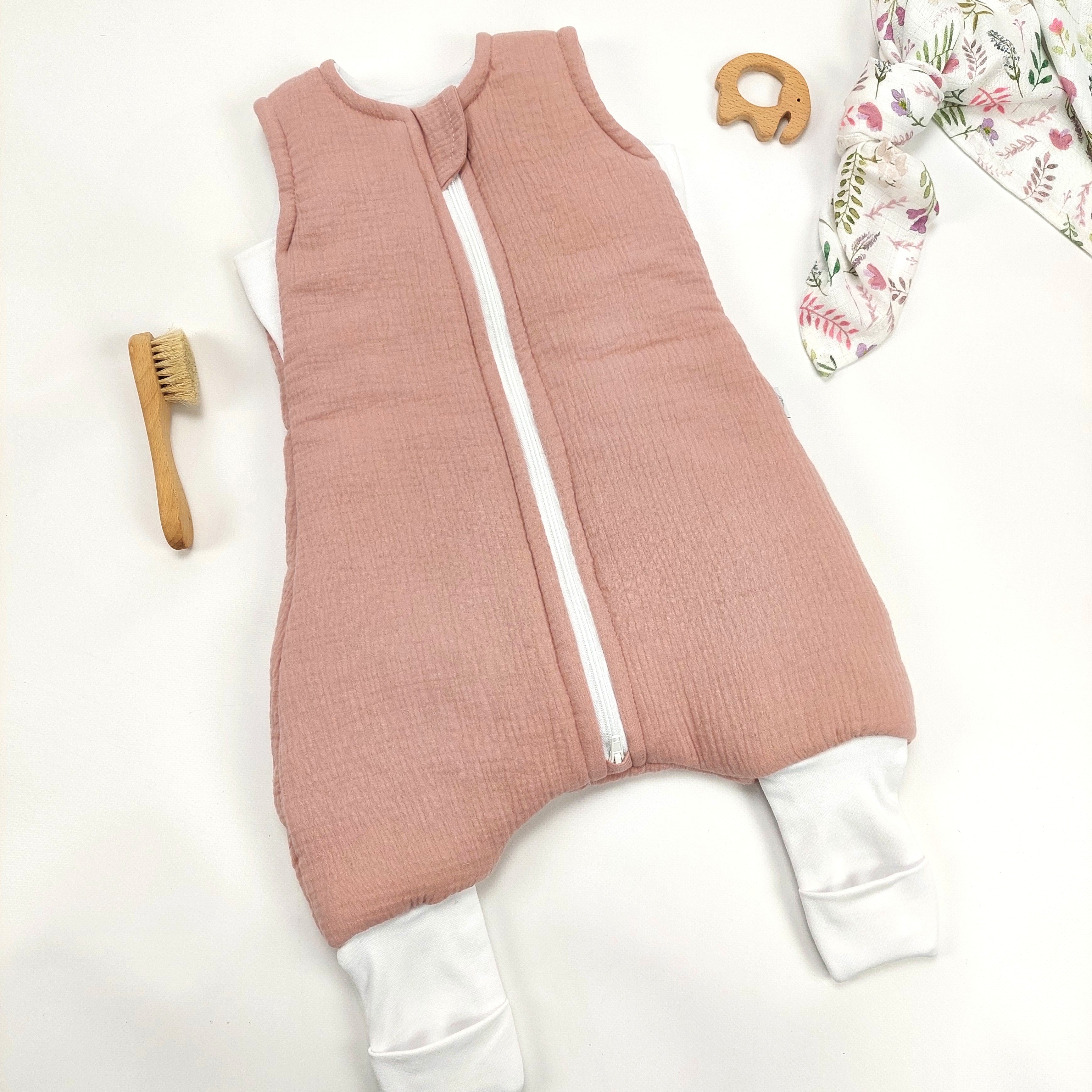 Baby Schlafsack mit Füßen Musselin Altrosa – Betulli