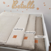 Cord Wickelauflage Taupe mit abnehmbarer wasserdichter Auflage mit Druckknöpfen
