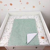 Wickelauflage mit wasserdichte abknöpfbare Auflage mit Druckknöpfen Floral Salbei Mint Frottee