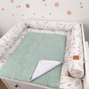 Wickelauflage mit wasserdichte abknöpfbare Auflage mit Druckknöpfen Floral Salbei Mint Frottee