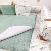 Wickelauflage mit wasserdichte abknöpfbare Auflage mit Druckknöpfen Floral Salbei Mint Frottee