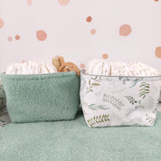Wickelauflage mit wasserdichte abknöpfbare Auflage mit Druckknöpfen Floral Salbei Mint Frottee