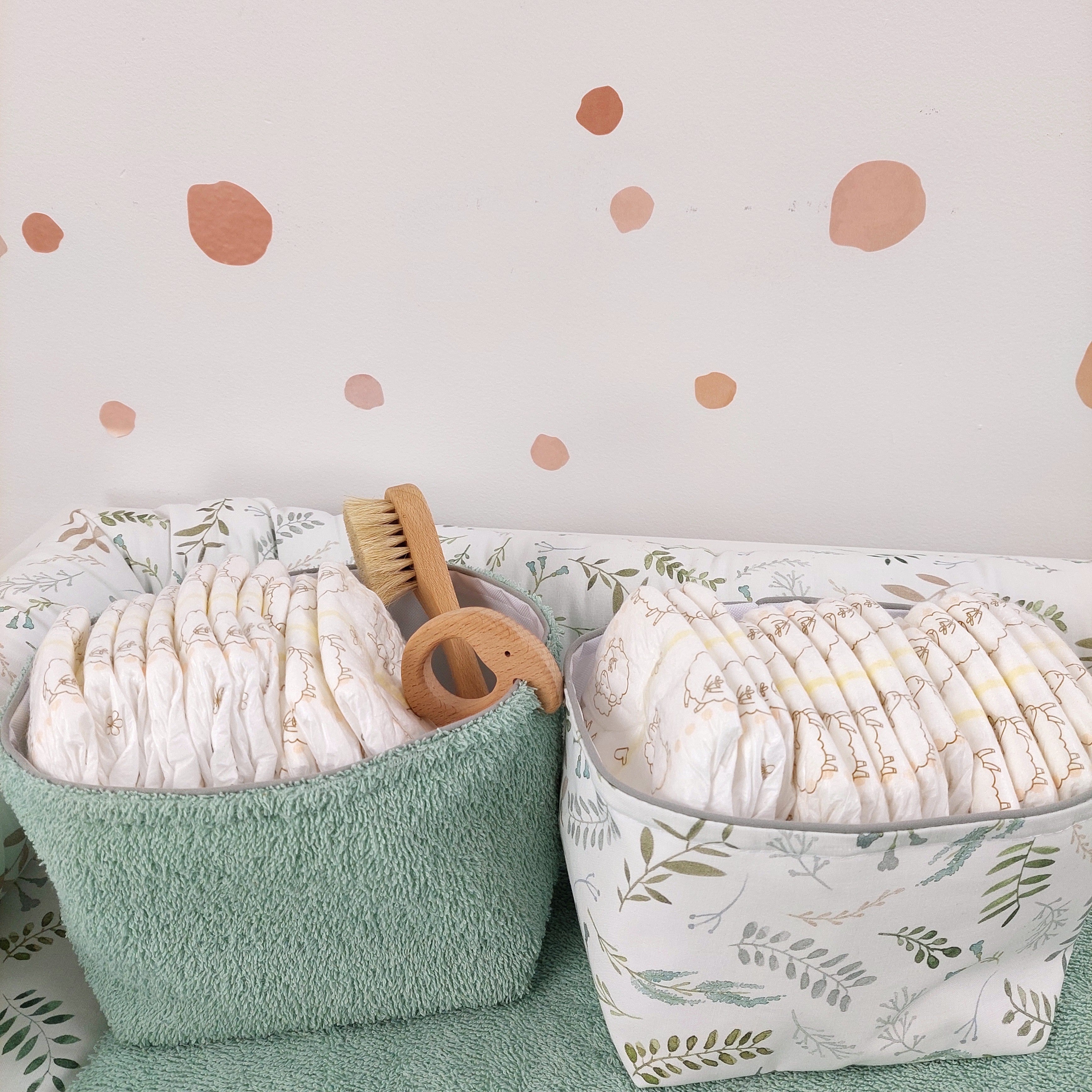 Wickelauflage mit wasserdichte abknöpfbare Auflage mit Druckknöpfen Floral Salbei Mint Frottee