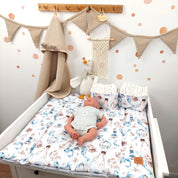 Wasserdichte Wickelauflage Blue-Beige - Wale & Luftballons