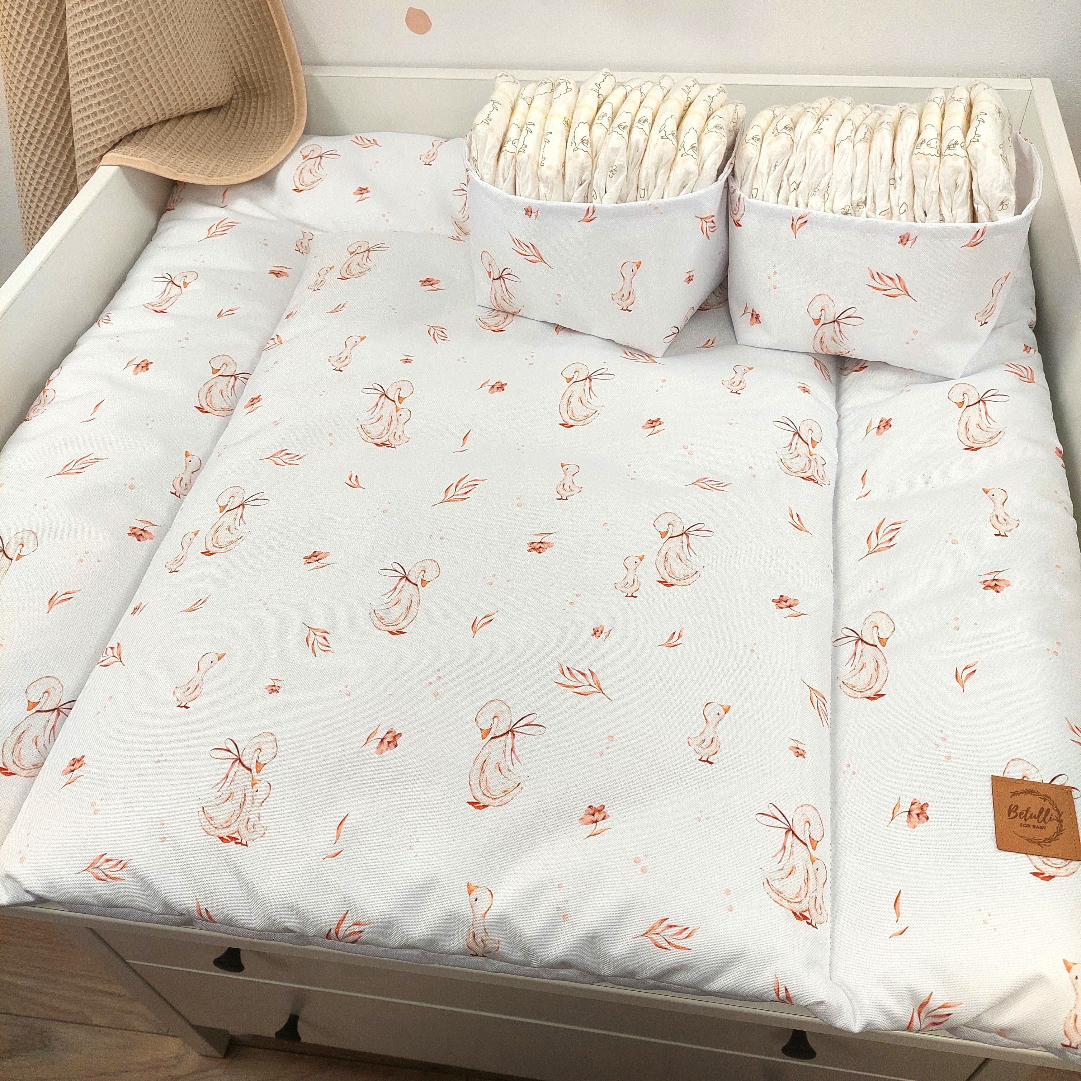 Wasserdichte Wickelauflage Beige Gänse