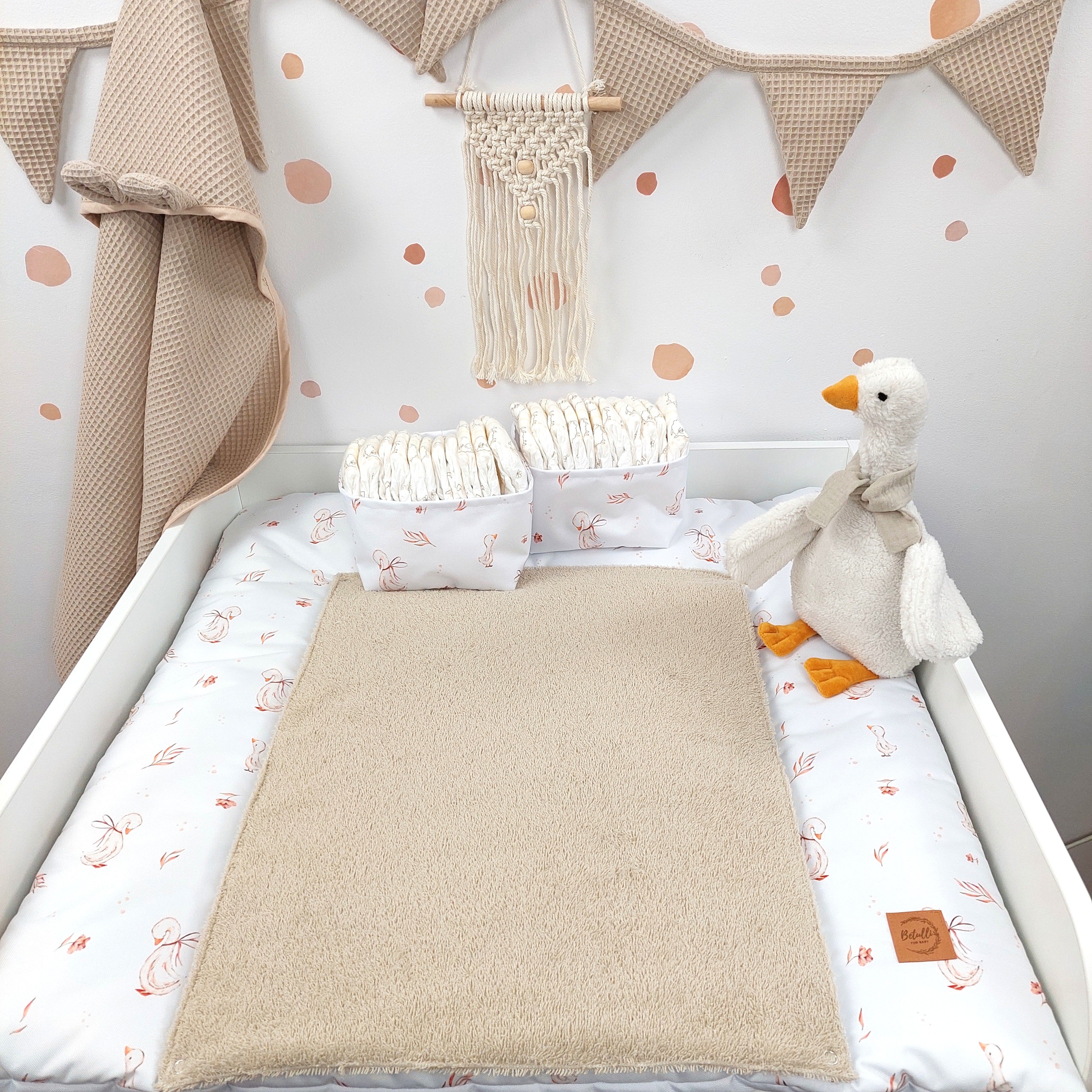 Wasserdichte Wickelauflage Beige Gänse