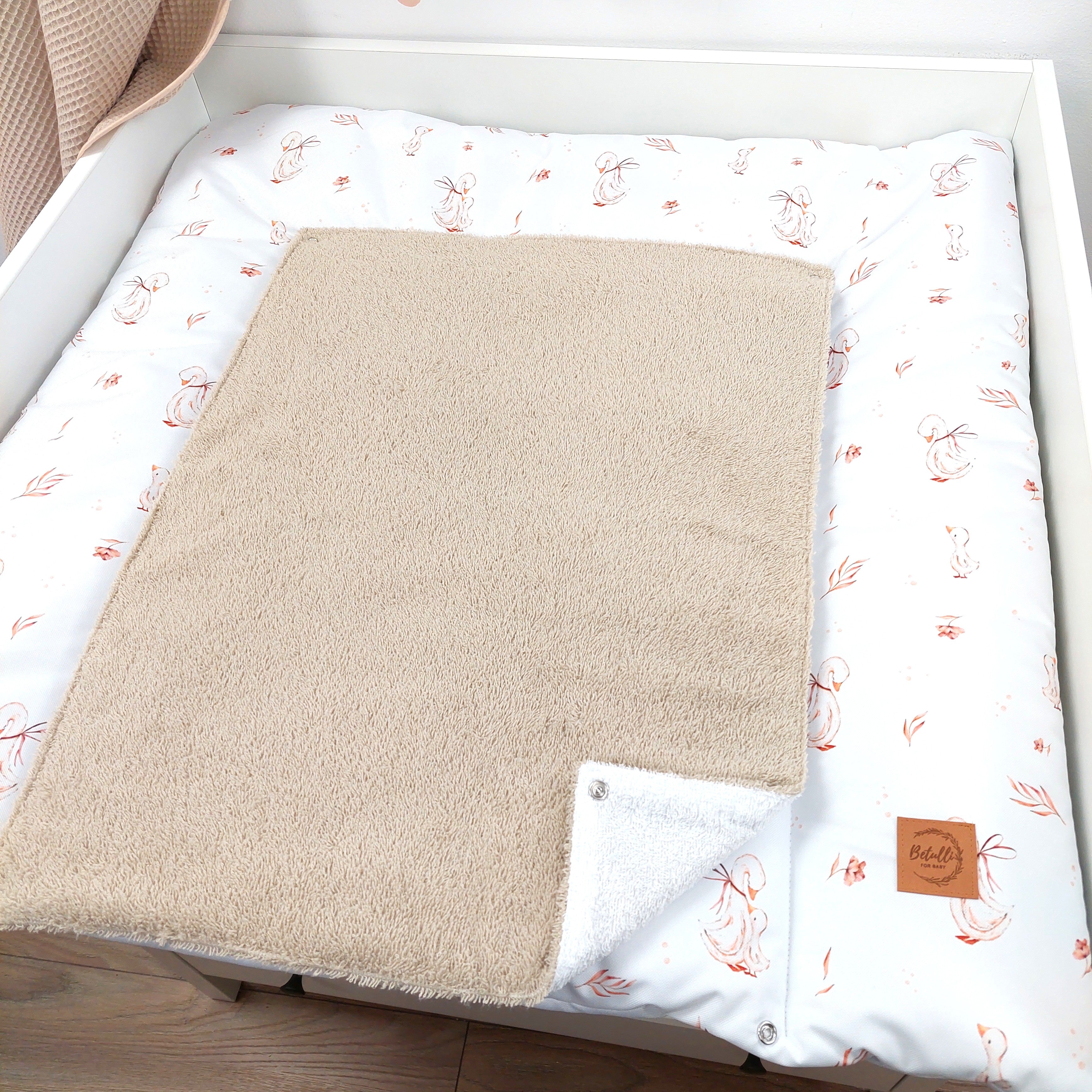 Wasserdichte Wickelauflage Beige Gänse