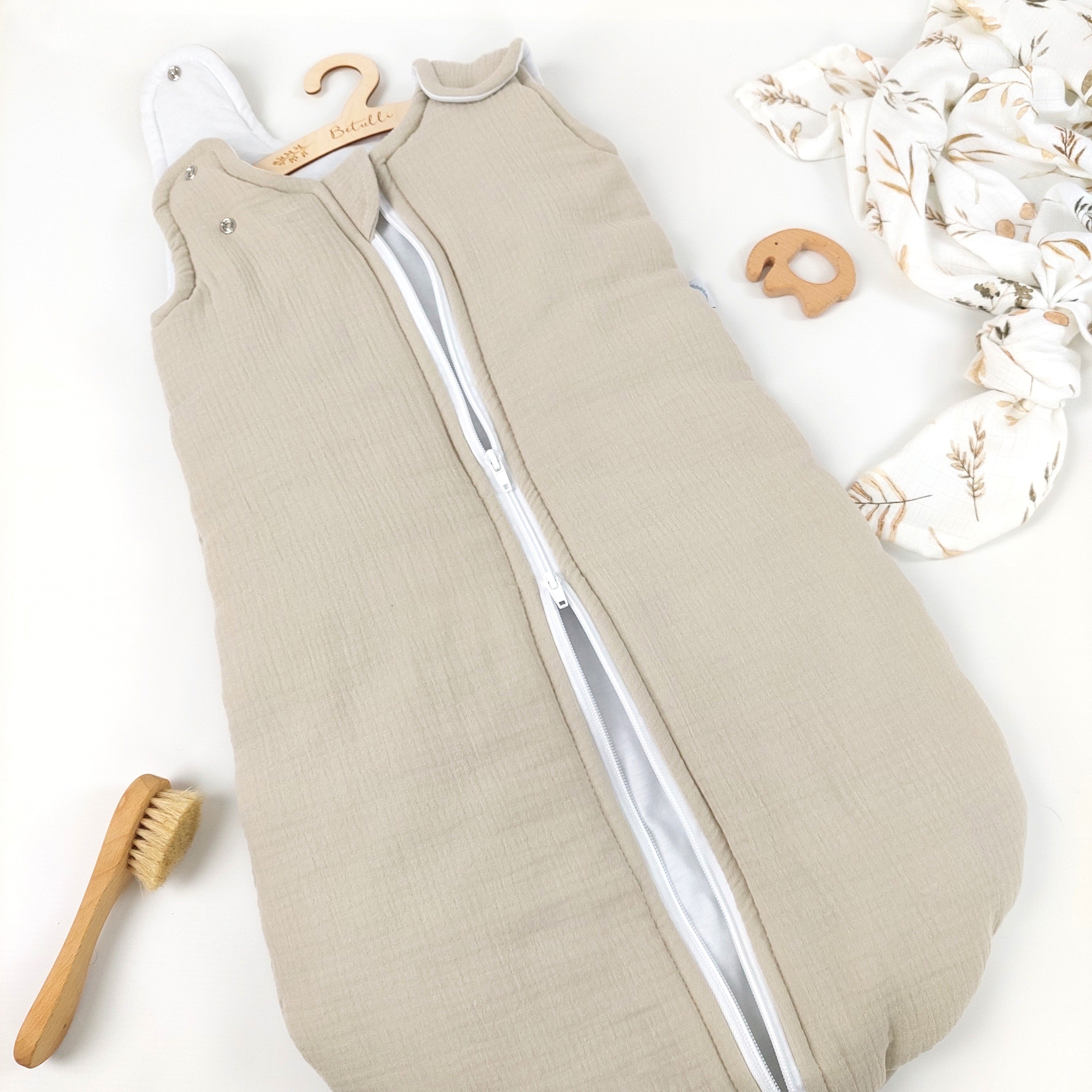 Baby Schlafsack Musselin Beige