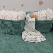 Wickelauflage mit wasserdichte abknöpfbare Auflage mit Druckknöpfen Altgrün Frotte und Waffel