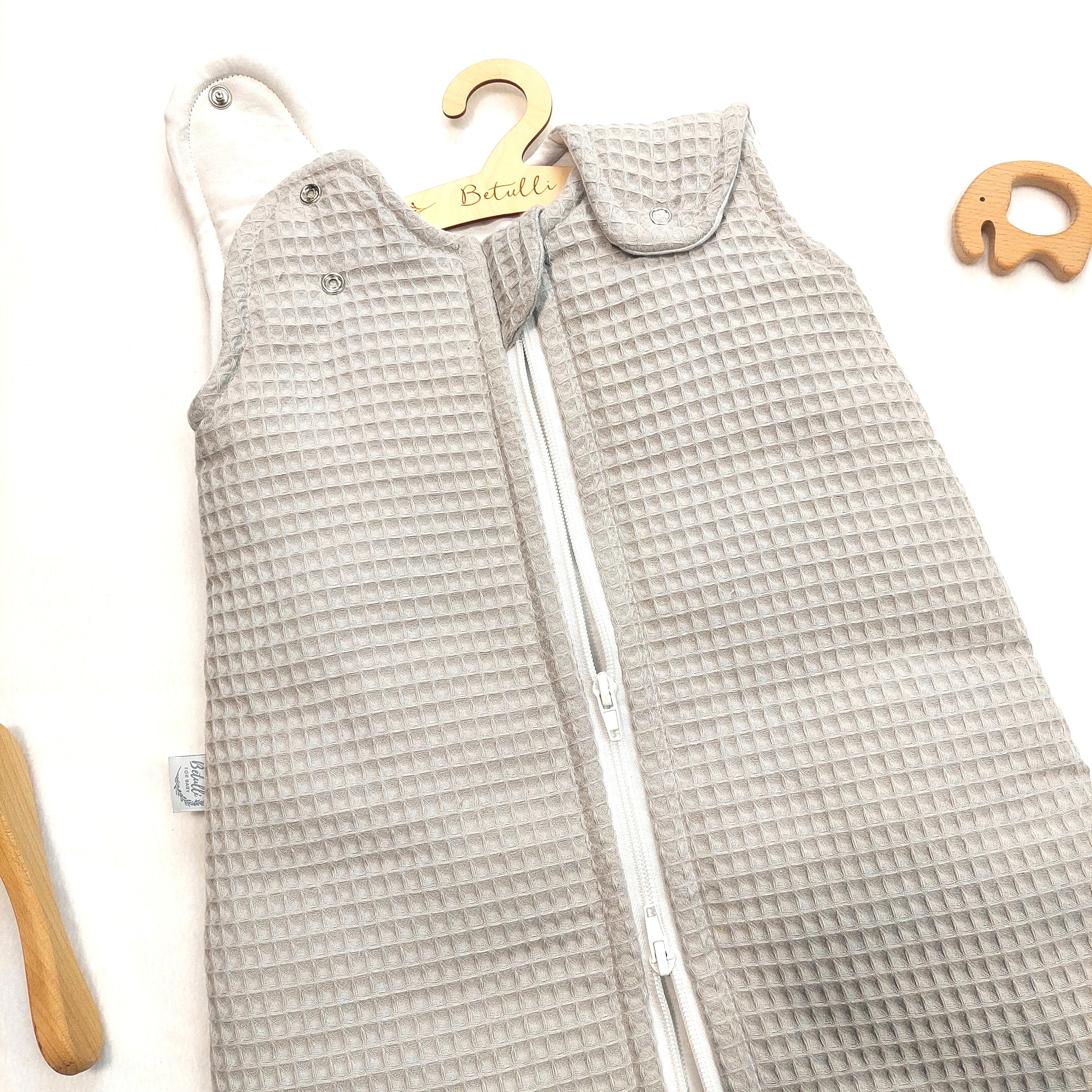 Baby Schlafsack Waffel Hellgrau