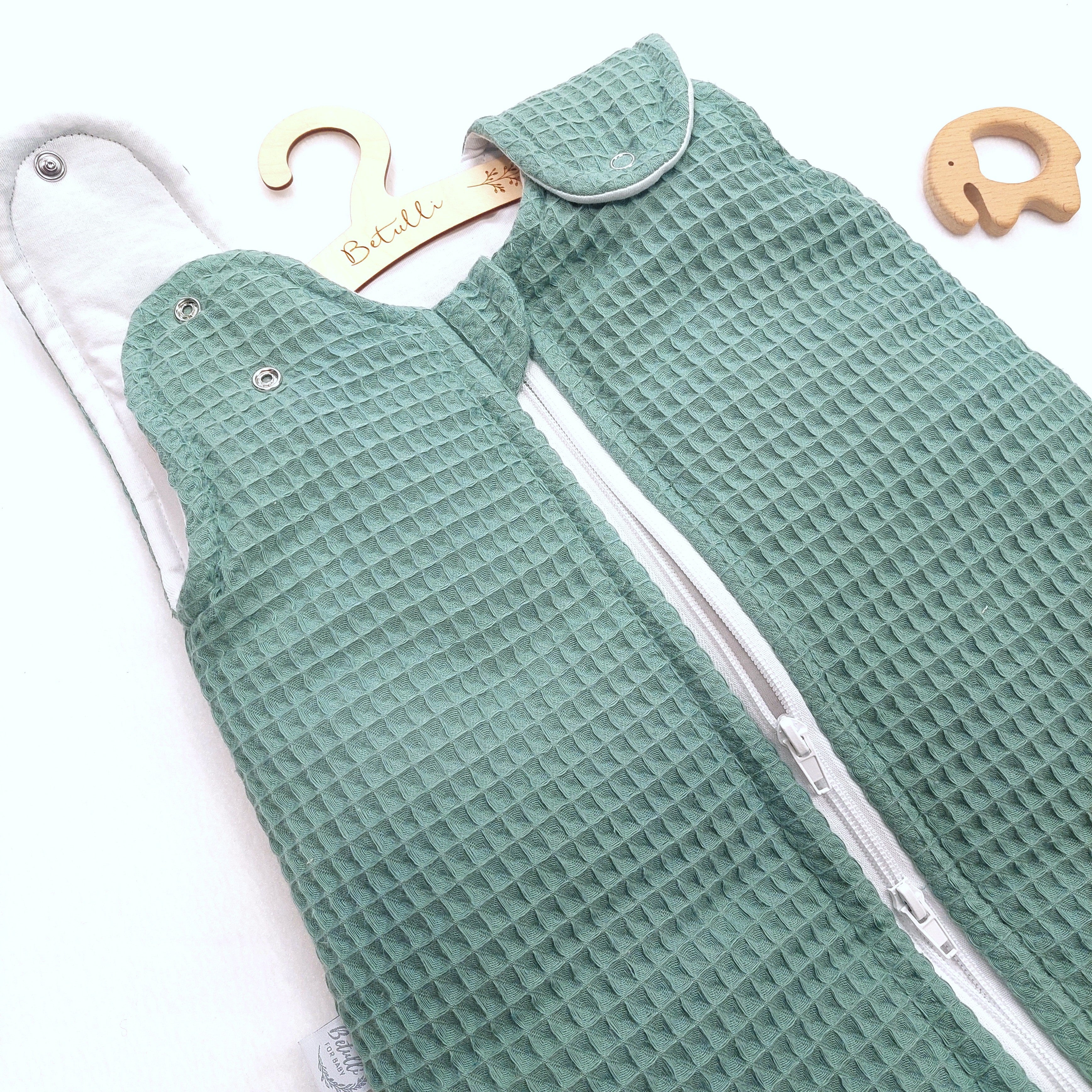 Baby Schlafsack Waffel Altgrün