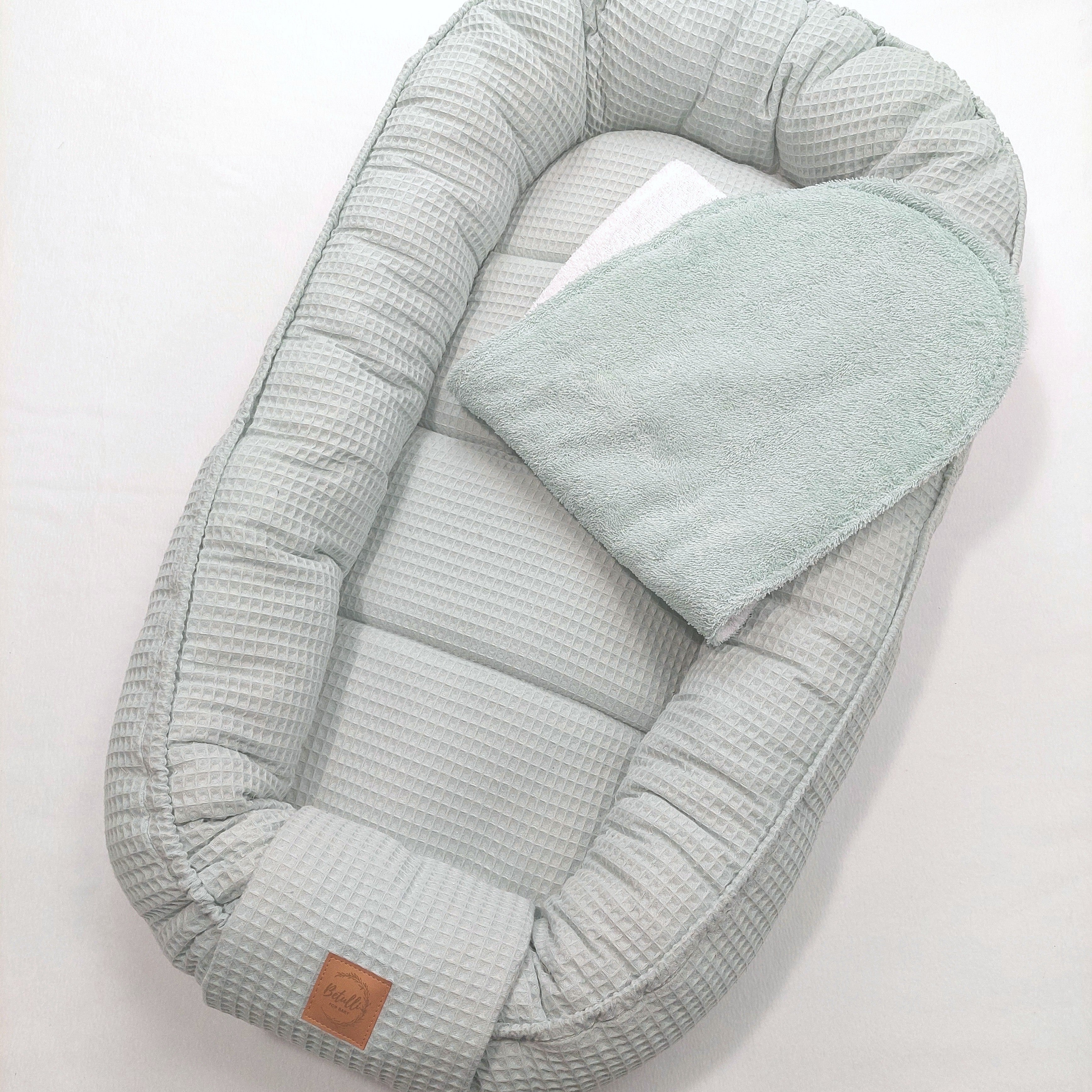Babynest Waffel Salbei Mint