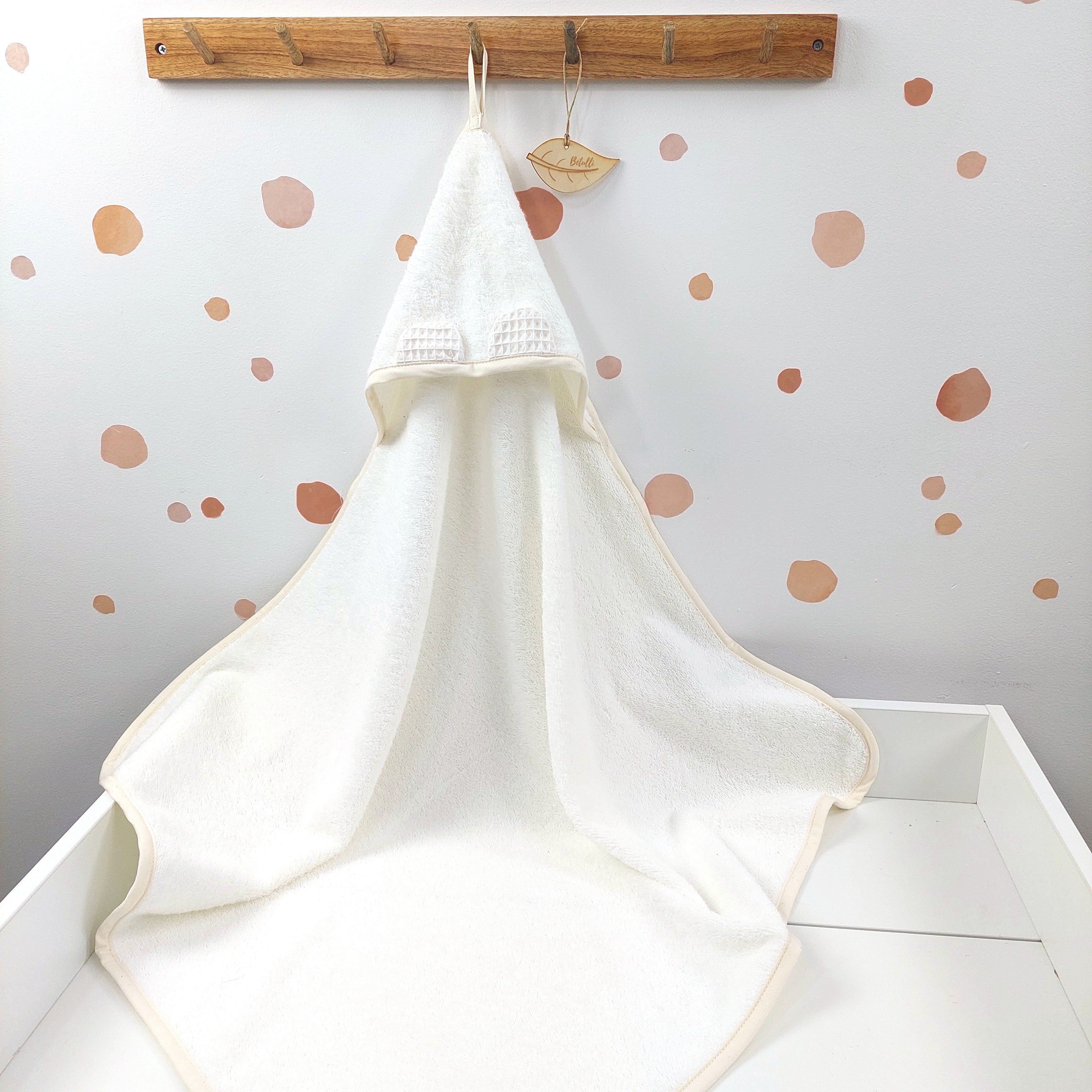 Babyhandtuch mit Kapuze Frottee Weiße Creme