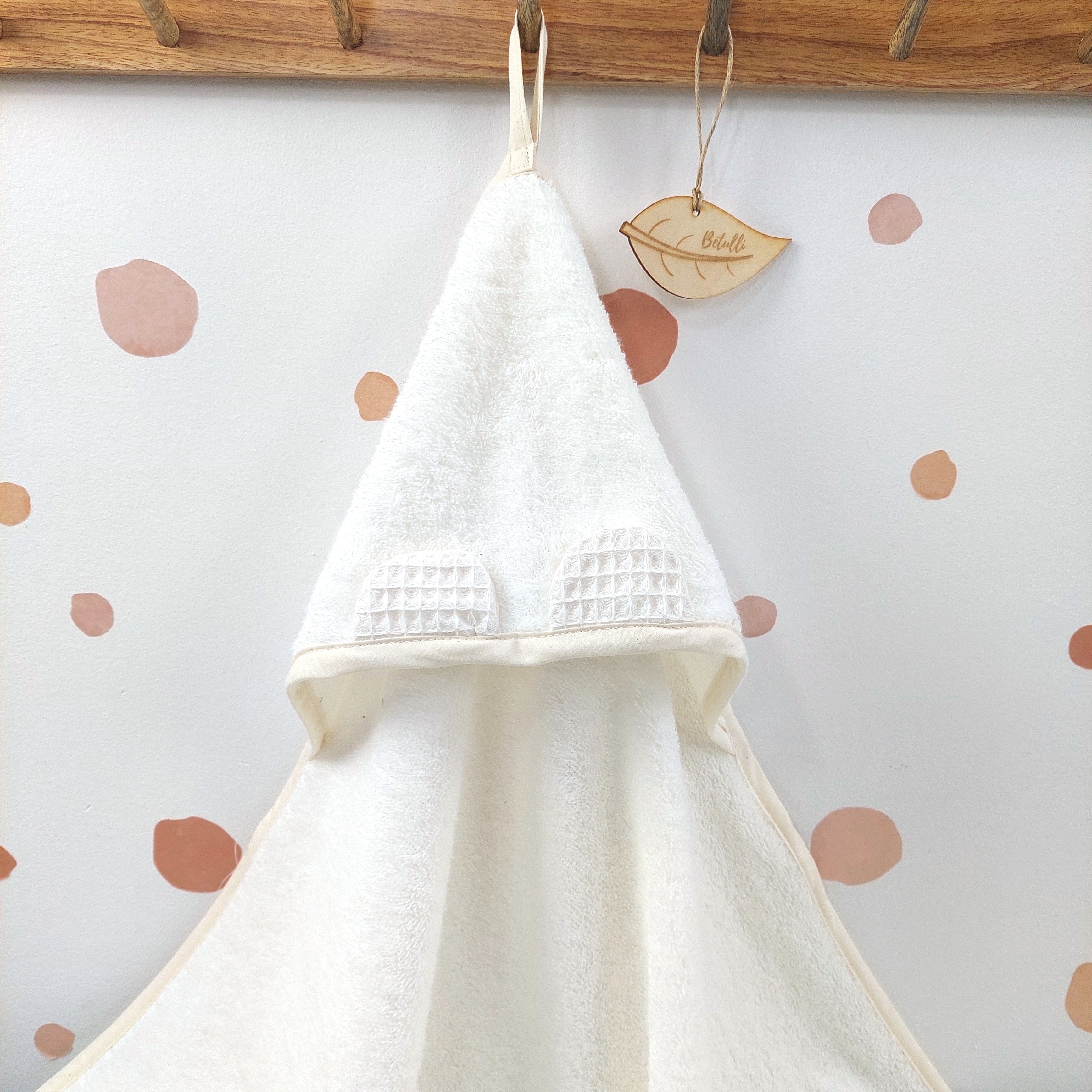 Babyhandtuch mit Kapuze Frottee Weiße Creme