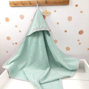 Babyhandtuch mit Kapuze Frottee Salbei Mint