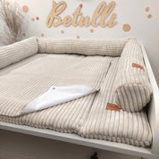 Cord Wickelauflage Hellbeige mit abnehmbarer wasserdichter Auflage mit Druckknöpfen