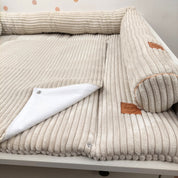 Cord Wickelauflage Hellbeige mit abnehmbarer wasserdichter Auflage mit Druckknöpfen