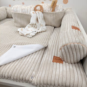 Cord Wickelauflage Hellbeige mit abnehmbarer wasserdichter Auflage mit Druckknöpfen
