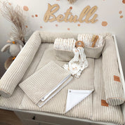 Cord Wickelauflage Hellbeige mit abnehmbarer wasserdichter Auflage mit Druckknöpfen