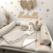 Cord Wickelauflage Hellbeige mit abnehmbarer wasserdichter Auflage mit Druckknöpfen
