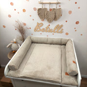 Cord Wickelauflage Sandbeige mit abnehmbarer wasserdichter Auflage mit Druckknöpfen