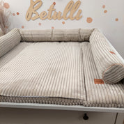 Cord Wickelauflage Sandbeige mit abnehmbarer wasserdichter Auflage mit Druckknöpfen