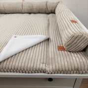 Cord Wickelauflage Sandbeige mit abnehmbarer wasserdichter Auflage mit Druckknöpfen