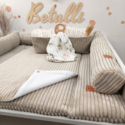Cord Wickelauflage Sandbeige mit abnehmbarer wasserdichter Auflage mit Druckknöpfen