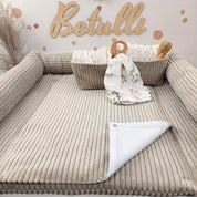 Cord Wickelauflage Sandbeige mit abnehmbarer wasserdichter Auflage mit Druckknöpfen