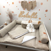 Cord Wickelauflage Sandbeige mit abnehmbarer wasserdichter Auflage mit Druckknöpfen