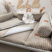Cord Wickelauflage Sandbeige mit abnehmbarer wasserdichter Auflage mit Druckknöpfen