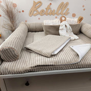 Cord Wickelauflage Sandbeige mit abnehmbarer wasserdichter Auflage mit Druckknöpfen