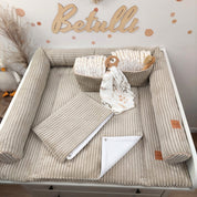 Cord Wickelauflage Sandbeige mit abnehmbarer wasserdichter Auflage mit Druckknöpfen