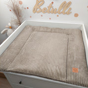 Cord Wickelauflage Taupe mit abnehmbarer wasserdichter Auflage mit Druckknöpfen
