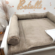 Cord Wickelauflage Taupe mit abnehmbarer wasserdichter Auflage mit Druckknöpfen
