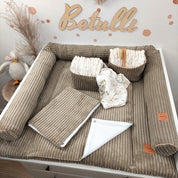 Cord Wickelauflage Taupe mit abnehmbarer wasserdichter Auflage mit Druckknöpfen