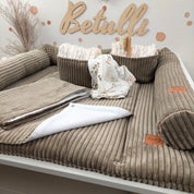 Cord Wickelauflage Taupe mit abnehmbarer wasserdichter Auflage mit Druckknöpfen