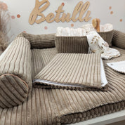 Cord Wickelauflage Taupe mit abnehmbarer wasserdichter Auflage mit Druckknöpfen