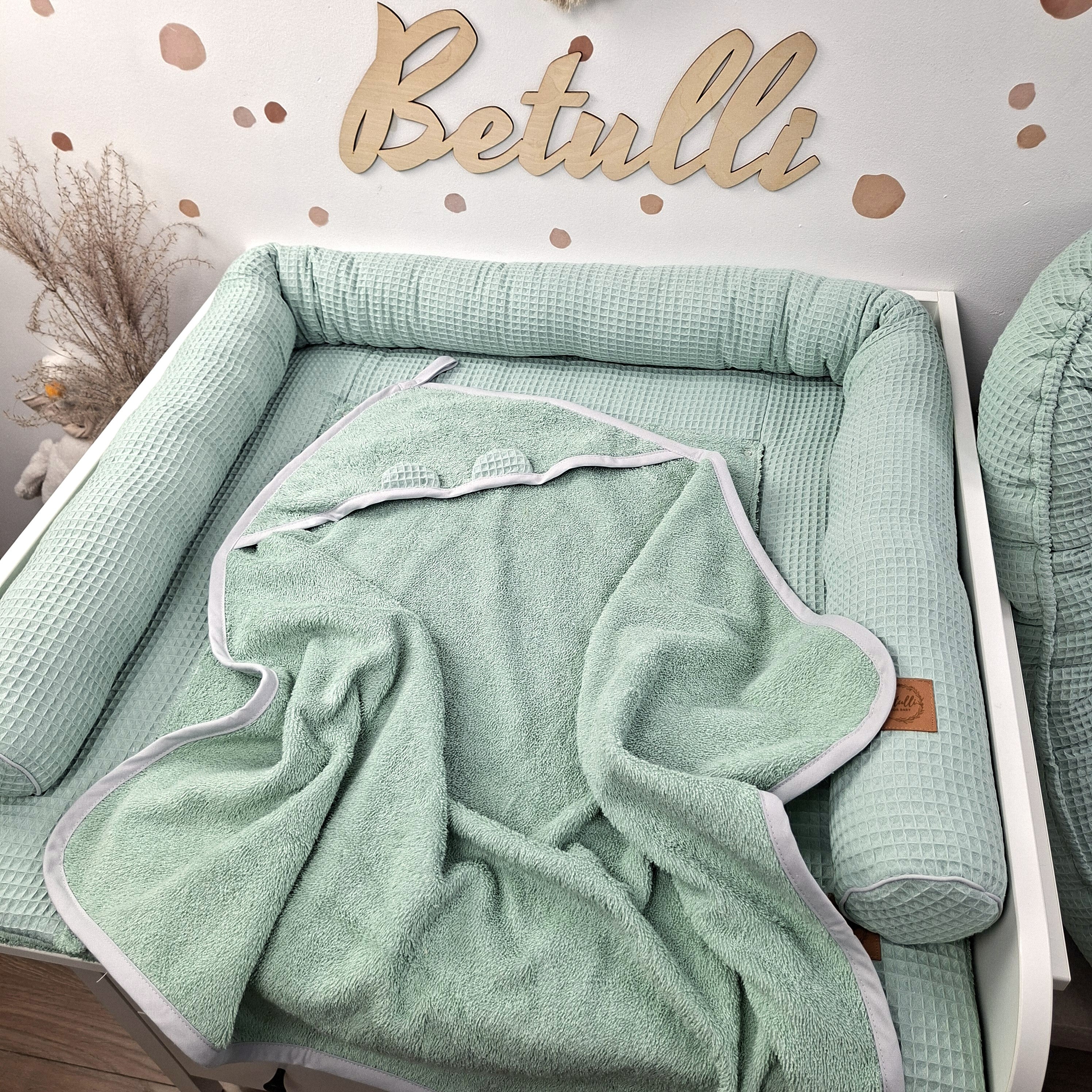 Babyhandtuch mit Kapuze Frottee Salbeigrün