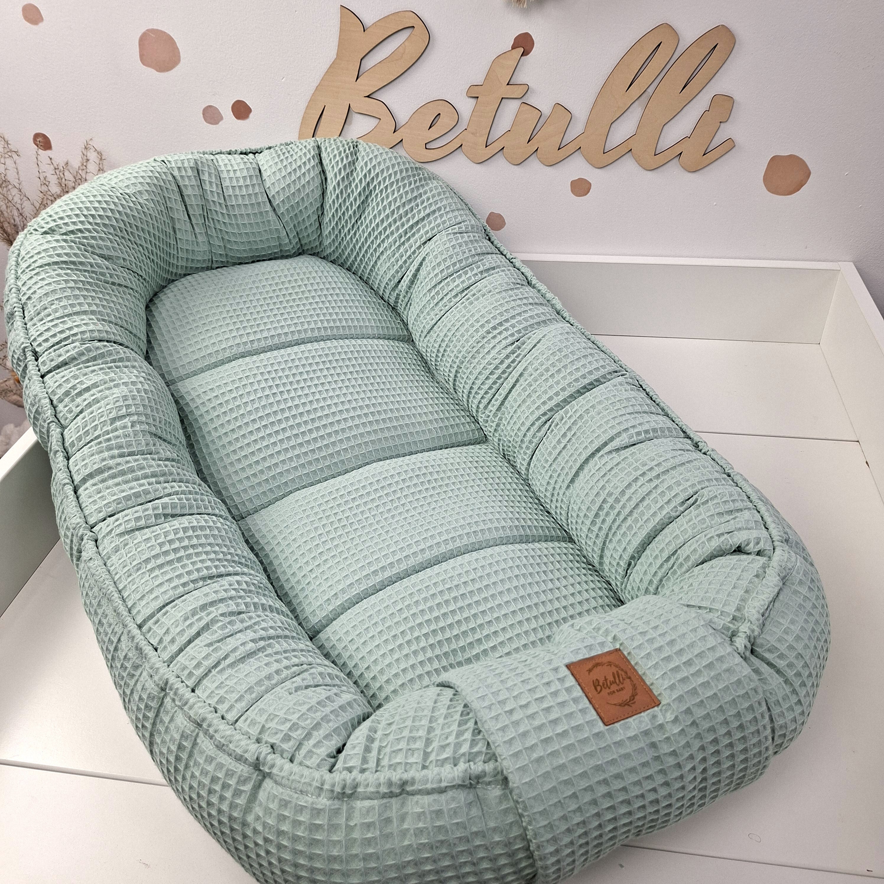 Babynest Waffel Salbeigrün