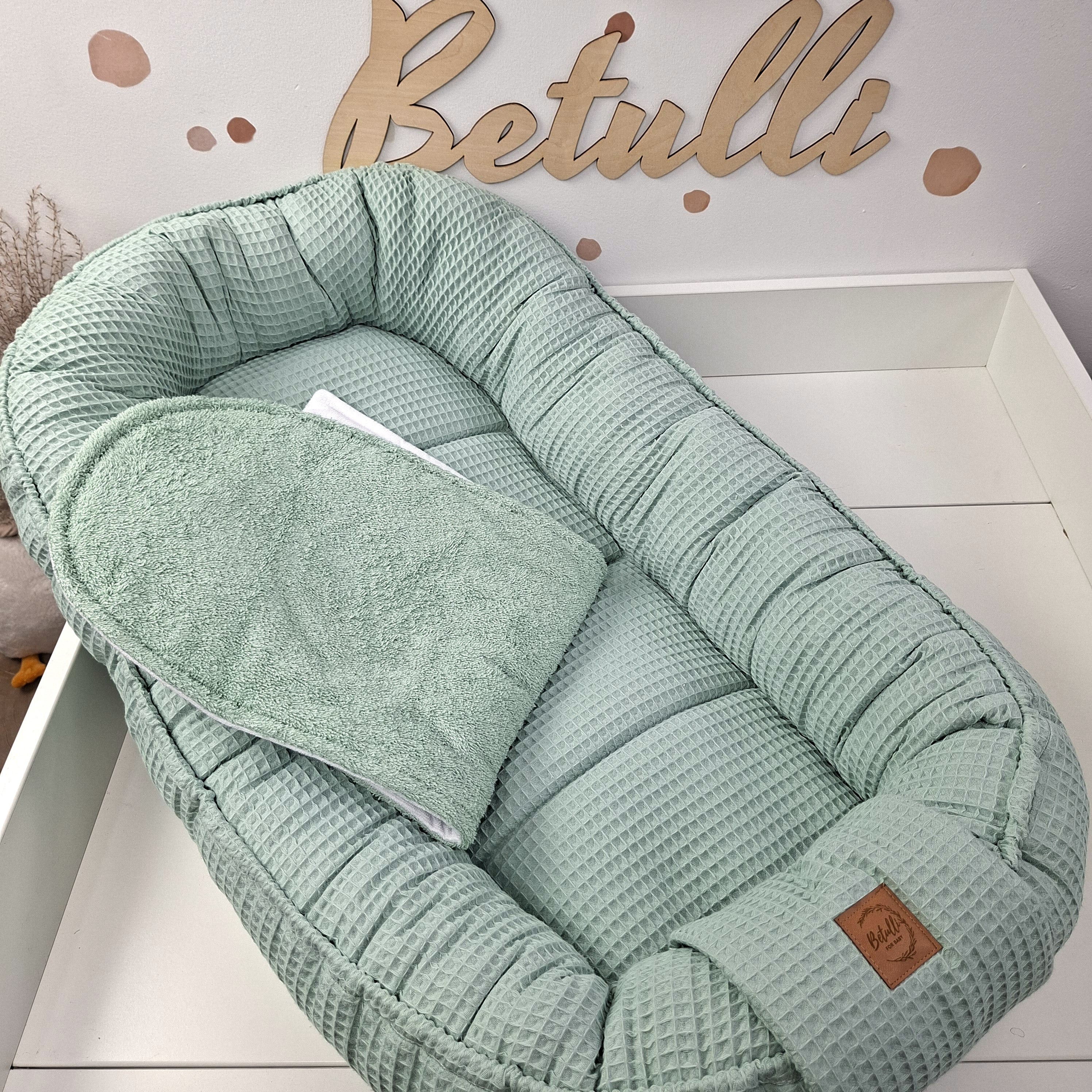 Babynest Waffel Salbeigrün