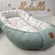 Babynest Waffel Salbeigrün Floral