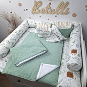 Wickelauflage mit wasserdichte abknöpfbare Auflage mit Druckknöpfen Floral Salbeigrün Frottee