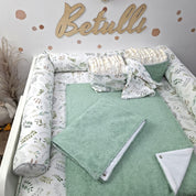 Wickelauflage mit wasserdichte abknöpfbare Auflage mit Druckknöpfen Floral Salbeigrün Frottee