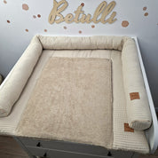 Wickelauflage mit wasserdichte abknöpfbare Auflage mit Druckknöpfen Beige Frottee und Waffel