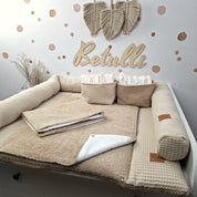 Wickelauflage mit wasserdichte abknöpfbare Auflage mit Druckknöpfen Beige Frottee und Waffel