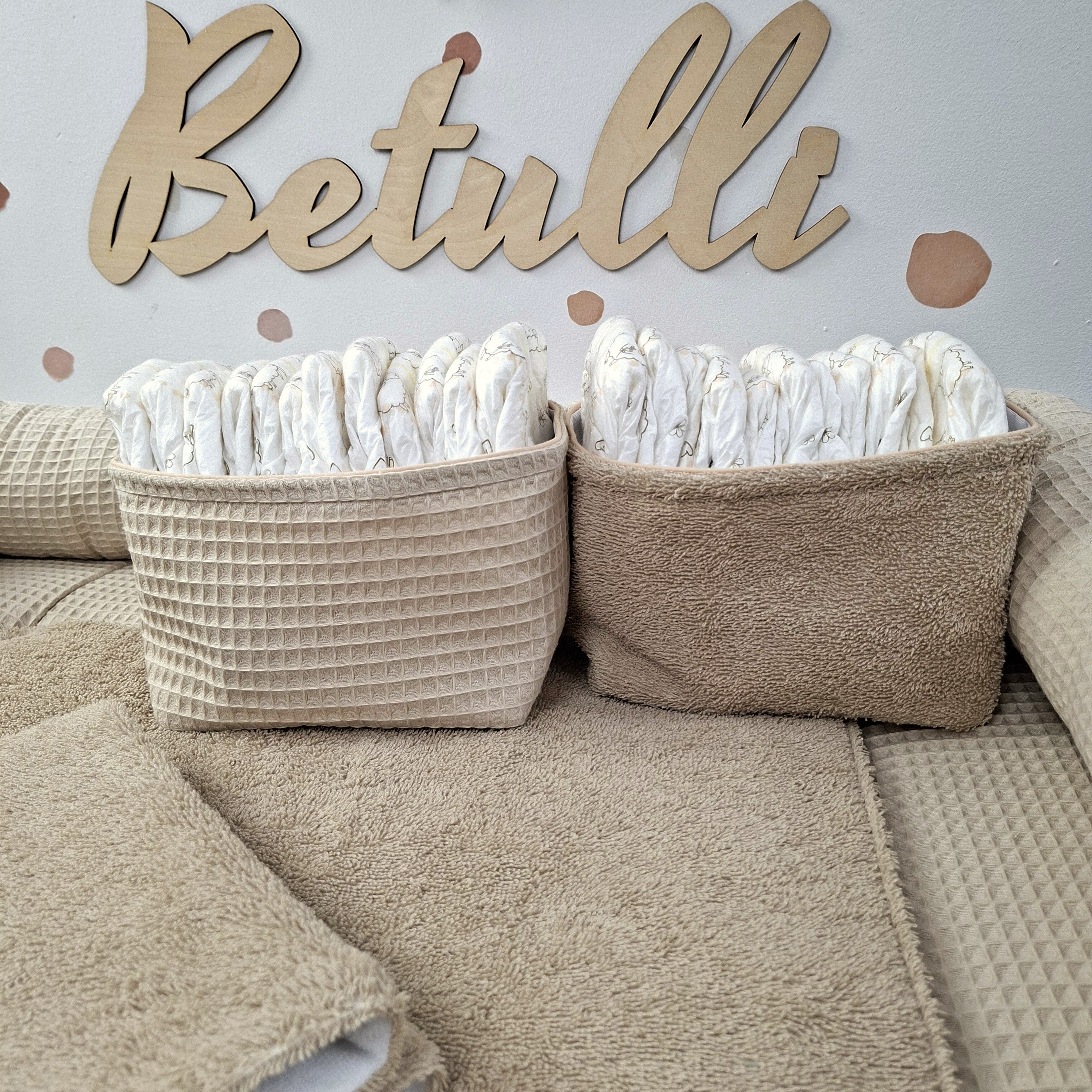 Wickelauflage mit wasserdichte abknöpfbare Auflage mit Druckknöpfen Beige Frottee und Waffel