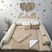 Wickelauflage mit wasserdichte abknöpfbare Auflage mit Druckknöpfen Beige Frottee und Waffel
