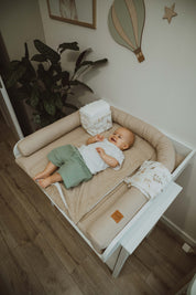 Wickelauflage mit wasserdichte abknöpfbare Auflage mit Druckknöpfen Hellbeige Frottee und Waffel