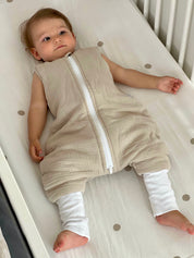 Baby Schlafsack mit Füßen Musselin Beige